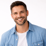 Donatore di sperma naturale: uomo sorridente potenziale donatore