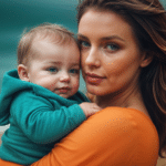 Una donna con un bambino in braccio