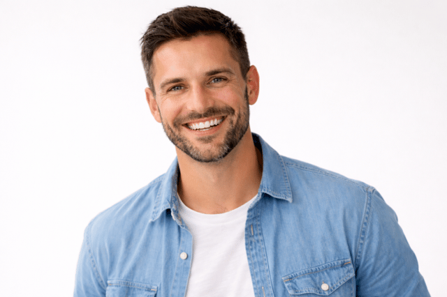 Donatore di sperma naturale: uomo sorridente potenziale donatore