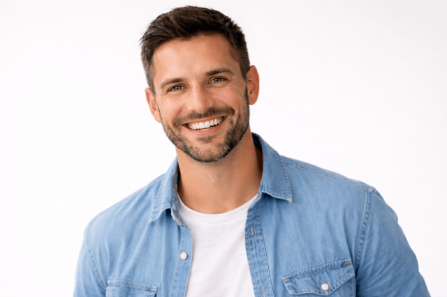 Donatore di sperma naturale: uomo sorridente potenziale donatore