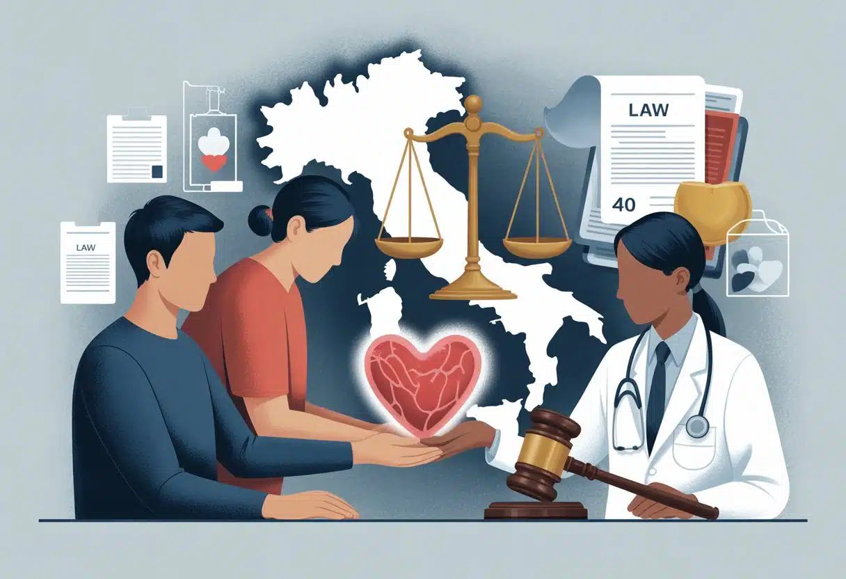 Persone che rappresentano una donazione anonima in Italia, con una figura senza volto che consegna un cuore astratto